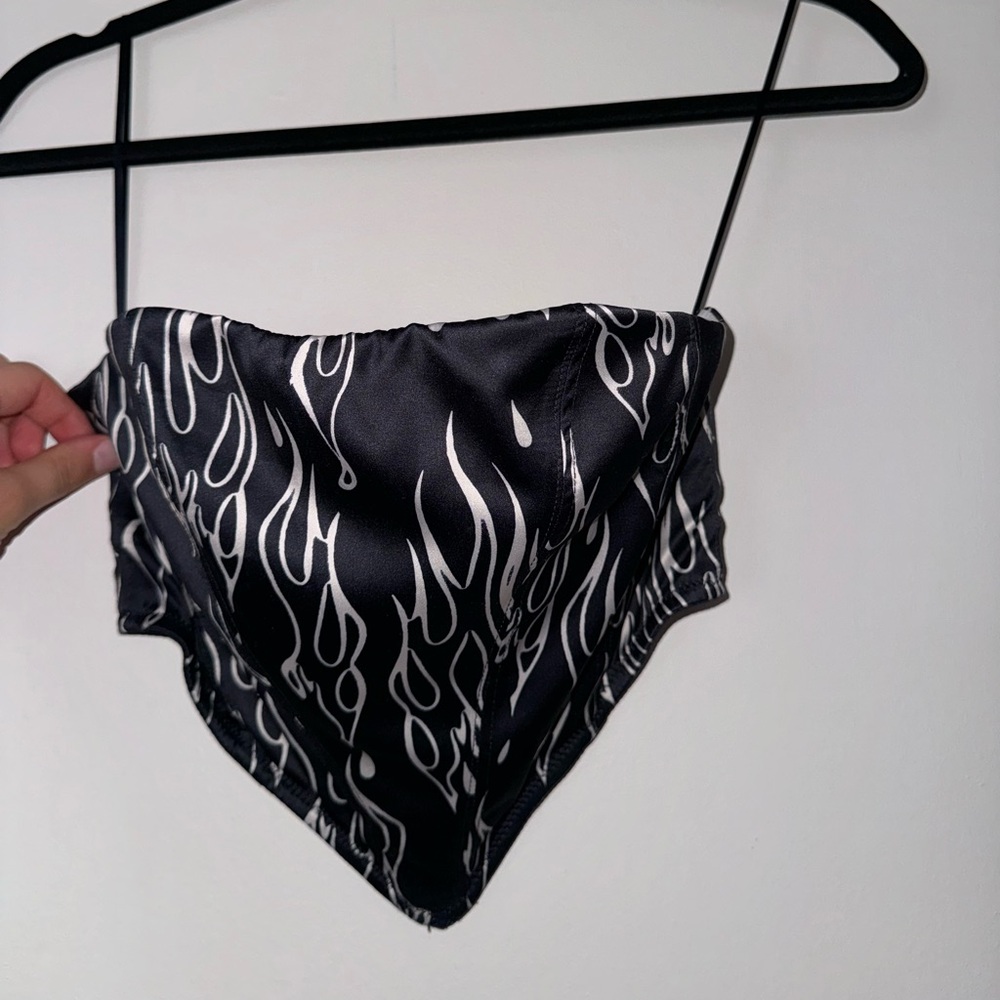 Urban Outfitters black and white flame cropped corset top.
